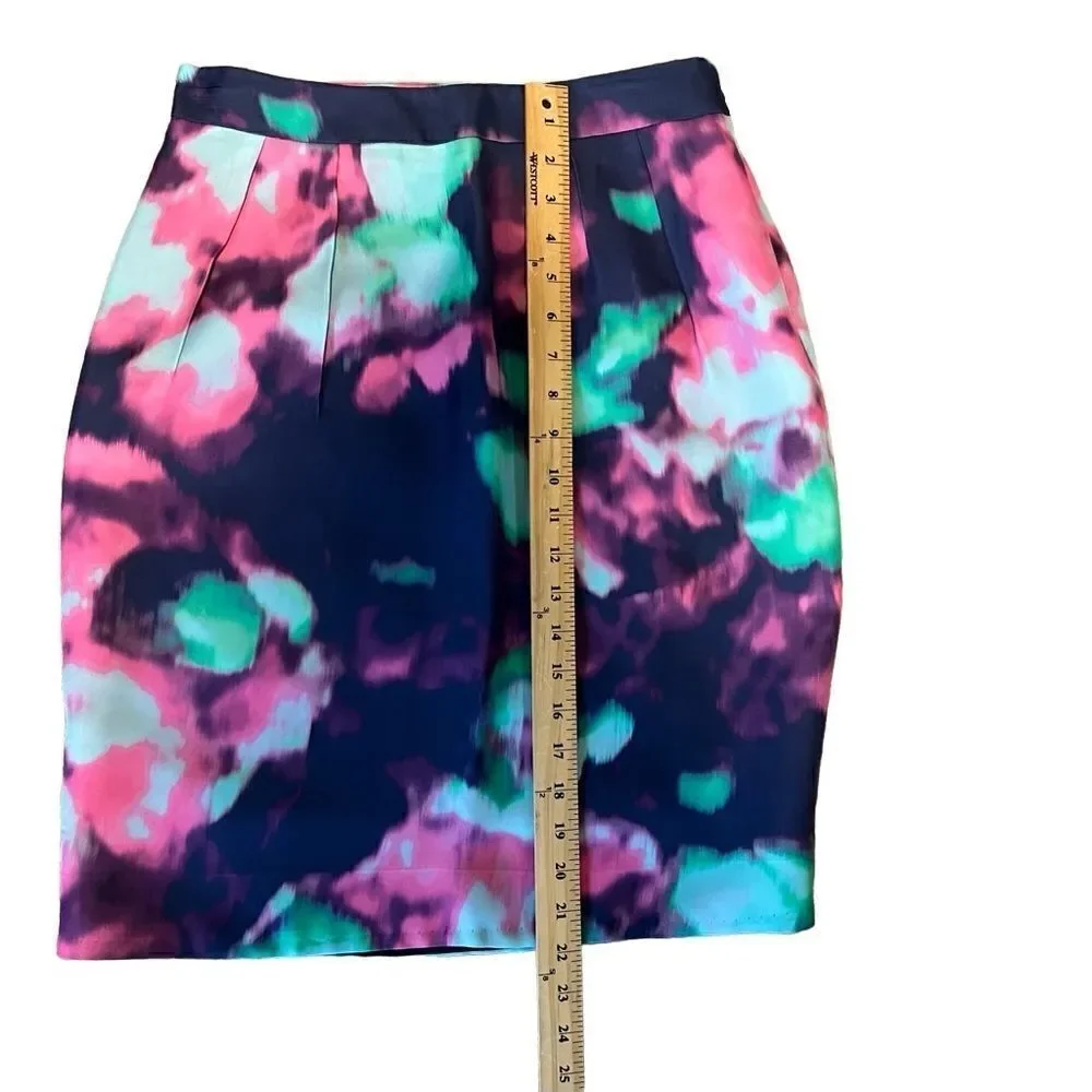 Kate Spade Barry Pink Purple Blue Green Watercolor Skirt. Sz 4. Good Condition